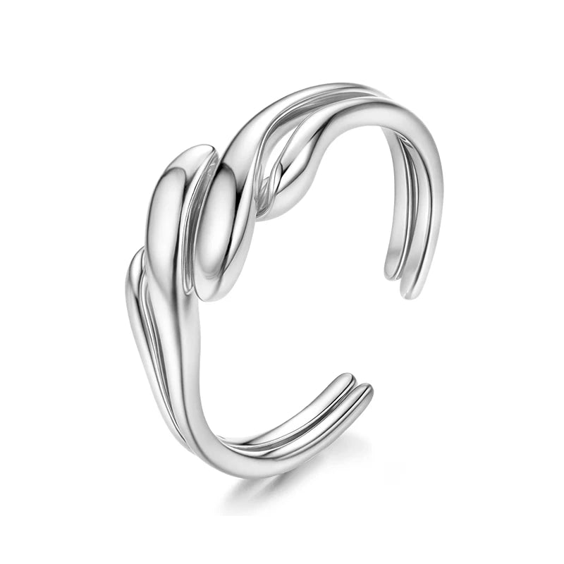 BAMOER Vergoldeter, gewellter Stapelring für Damen, 925 Sterling Silber, gedrehtes Band, zarter Ewigkeitsring SCR1117