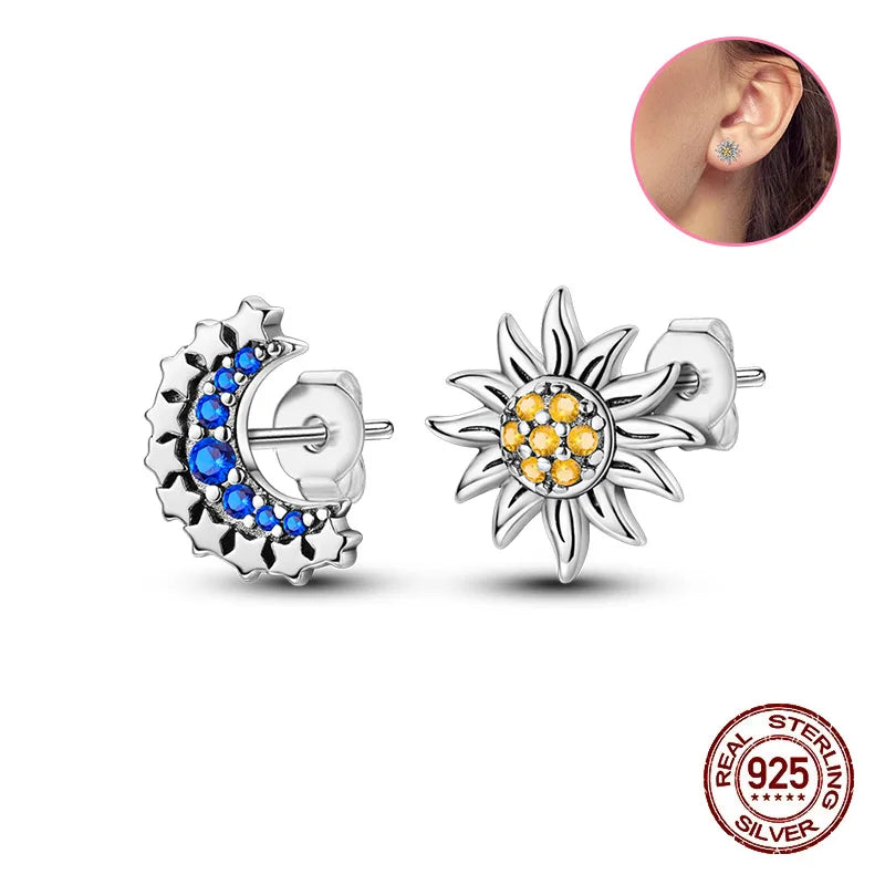 Crystal Zircon 100% 925 Sterling Silver Earrings Butterfly Zirconia Silver Stars Stud Earrings For Women Sterling Silver Jewelry