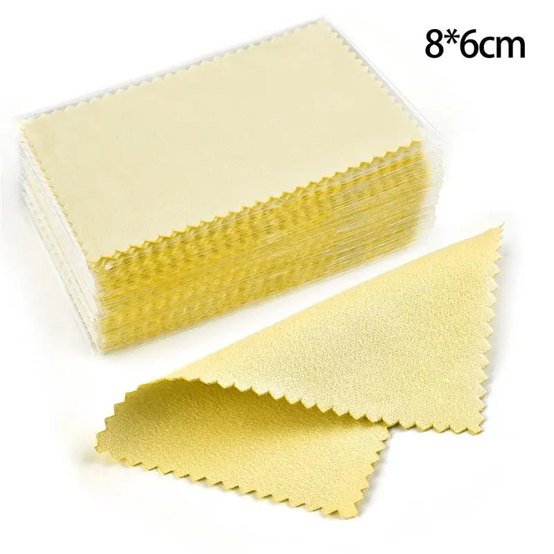 10*6.5cm/8*8cm 50pcs Silver Clean Polishing Cloth Soft Clean Wipe Wiping Cloth For Necklaces Rings Jewelry Clean Tool