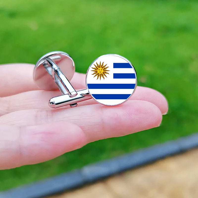 2024 France Flag Cufflinks Spain Chile Russia Netherlands Serbia USA Czech Republic Portugal Norway Switzerland Cuff Links Gift