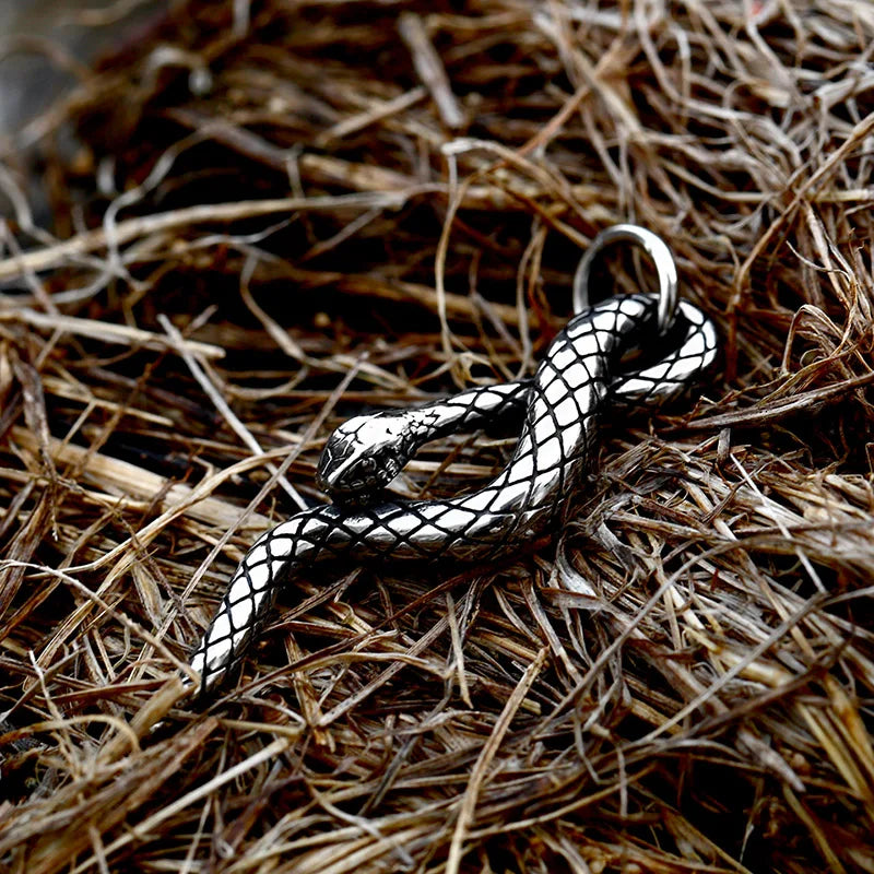 Fashion Vintage Women Men Snake Stainless Steel Pendant Chain Necklace Jewelry BP8-492