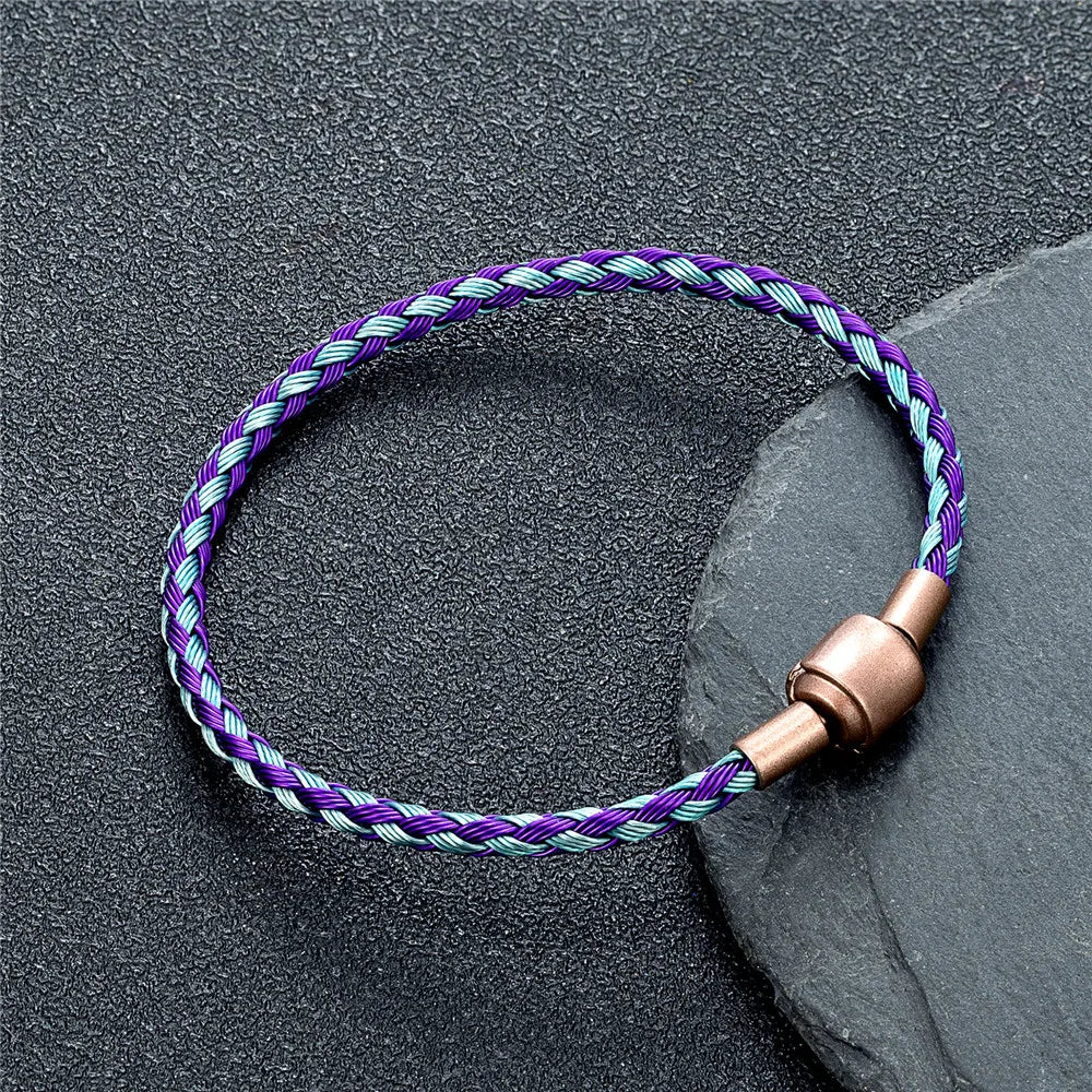 MKENDN DIY Simple Style Men Women Jewelry Non-fading Steel Wire Rope Bracelet Classic Cuff Charm Bracelet for Male Female Gifts