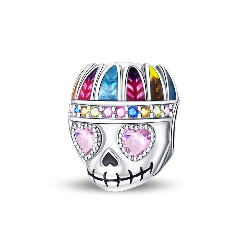 2024 New 925 Sterling Luminous Halloween Skull Witch Pumpkin Candy Charms Beads Fit 3mm Original Bracelets DIY Party Jewelry