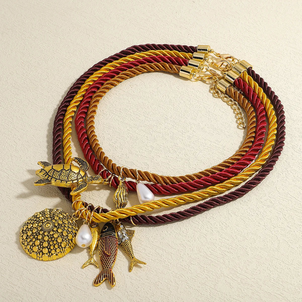 ZAA Summer Holiday Woman New Small Fish Turtle Conch Pendant Necklace Sets