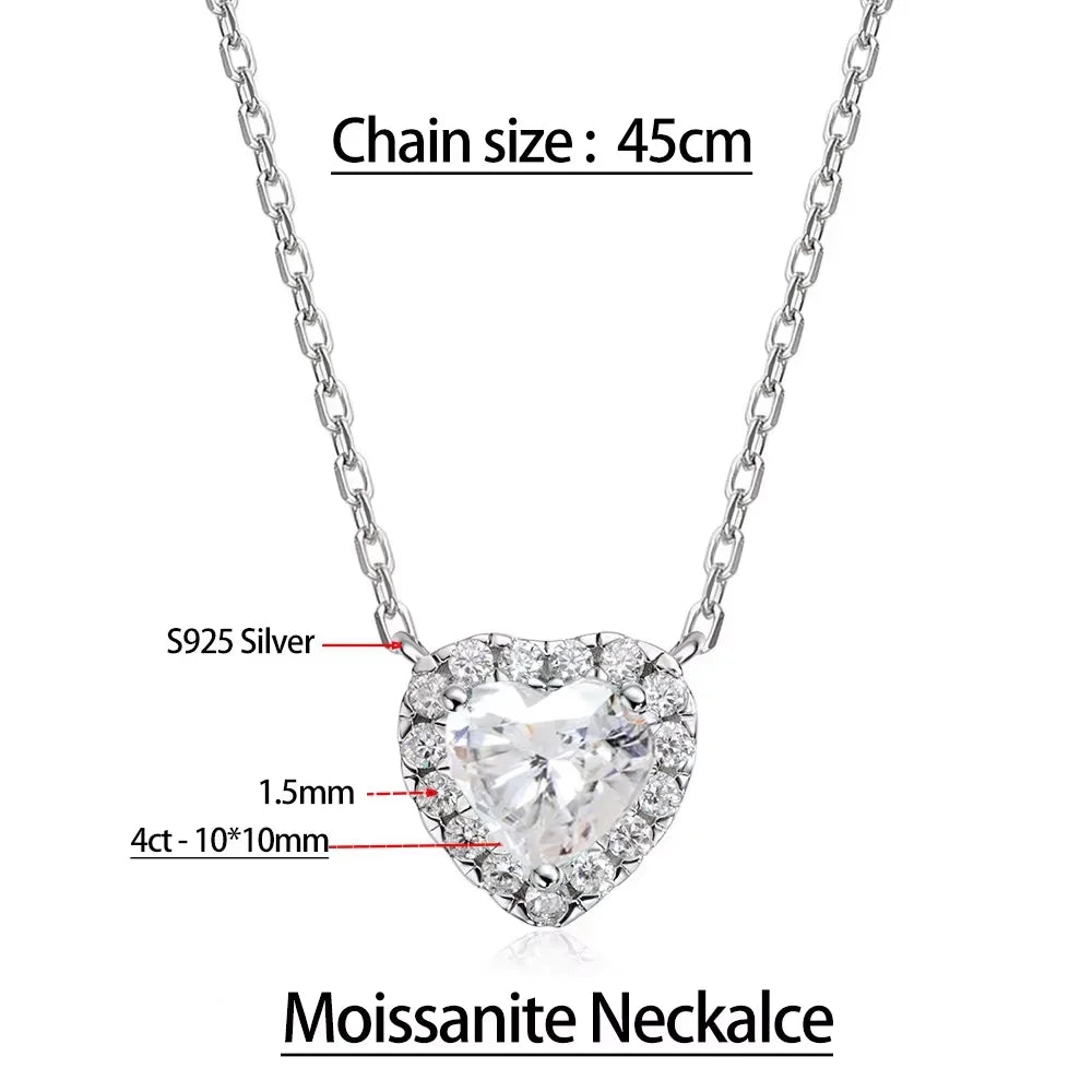 Serenity 1ct 2ct 3ct 4ct Heart Cut D Color Moissanite Necklace Women 100% S925 Sterling Silver Plated 18K Pendant Necklace GRA - Madeinsea©