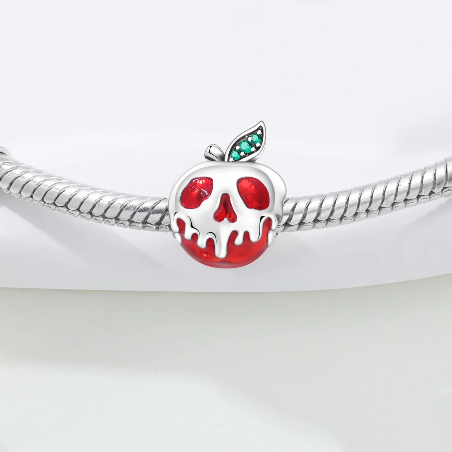PANPOKI 925 Sterling Silver Red Skull Apple Pendant Beads Original Pendants Bracelet Charm Jewelry Party DIY Trendy Gifts