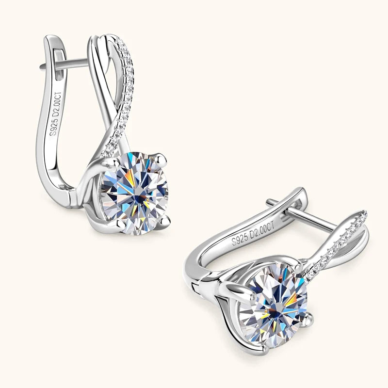 OXTAO 8mm 2.0CT Moissanite Huggie Hoop Infinite Loop Earrings  for Women 925 Sterling Silver Unique Fine Jewelry GRA Certificate