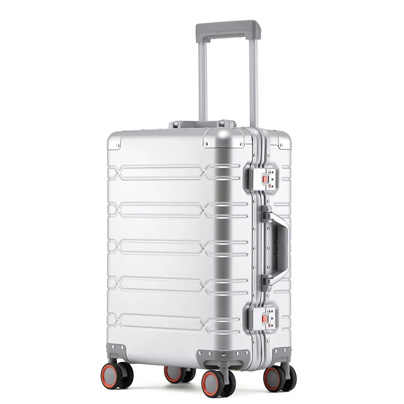 Aluminum Alloy Trolley Case 20 inch Boarding Suitcase Large Capacity Male and Female Students Universal Wheels