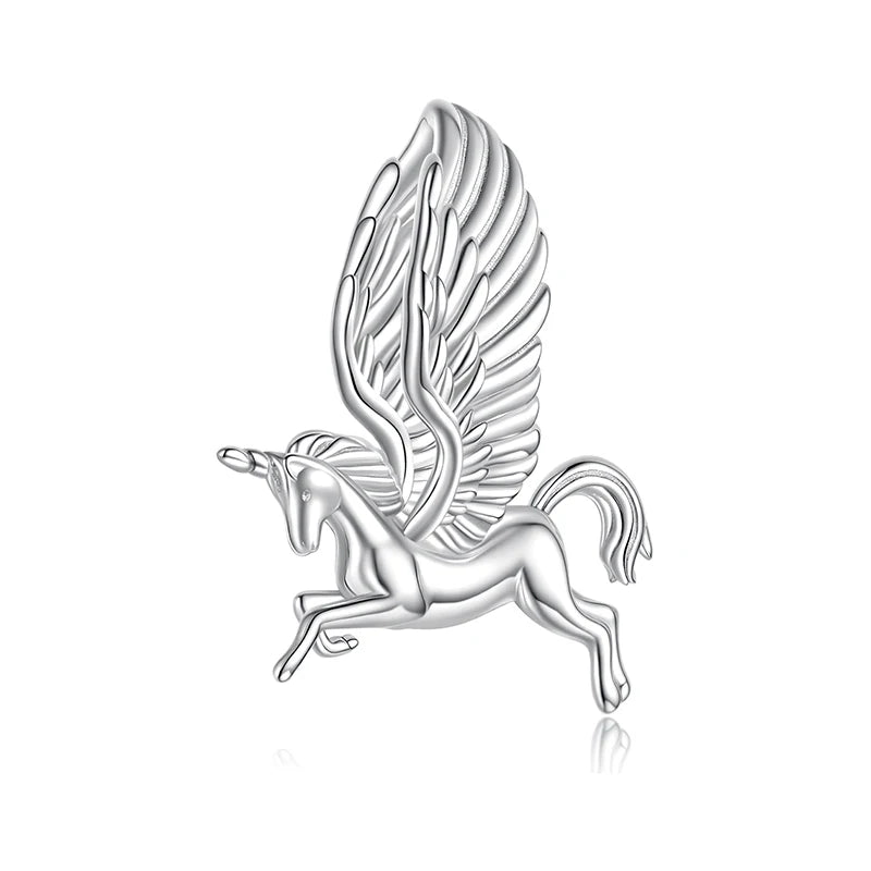 WOSTU 925 Sterling Silver Myth Unicorn Wing Charm Beads For Women , Girl Birthday Gift Pet Animal Beads Fit Original Bracelet