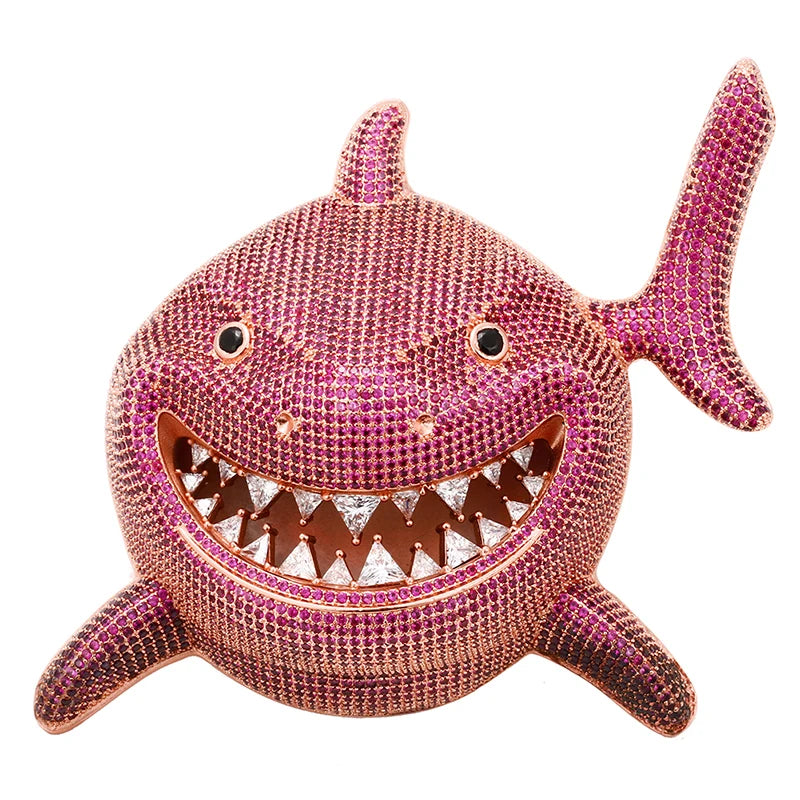 High Quality Shark Pendant Necklace For Men Hip Hop Jewelry With 12mm Cuban Chain Cubic Zirconia Necklace Dropshipping