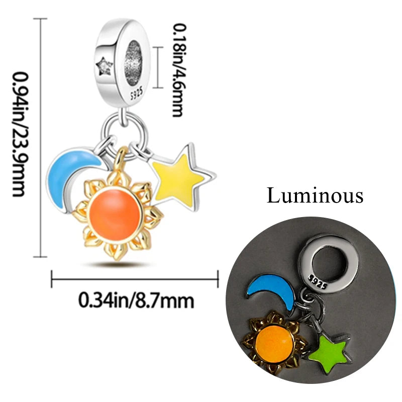 2024 neue 925 Sterling Silber Charms Glühwürmchen Sterne Glühende Leuchtende Charme Perlen für Original Anhänger Armbänder DIY Schmuck Geschenk
