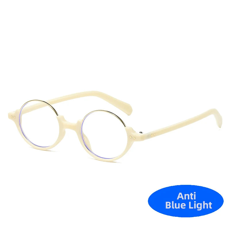 2025 Vintage Halbrahmen Runde Anti Blaulicht Brille Klare Linse Mode Kunststoffrahmen Brille Optische Männer Frauen Brillengestell