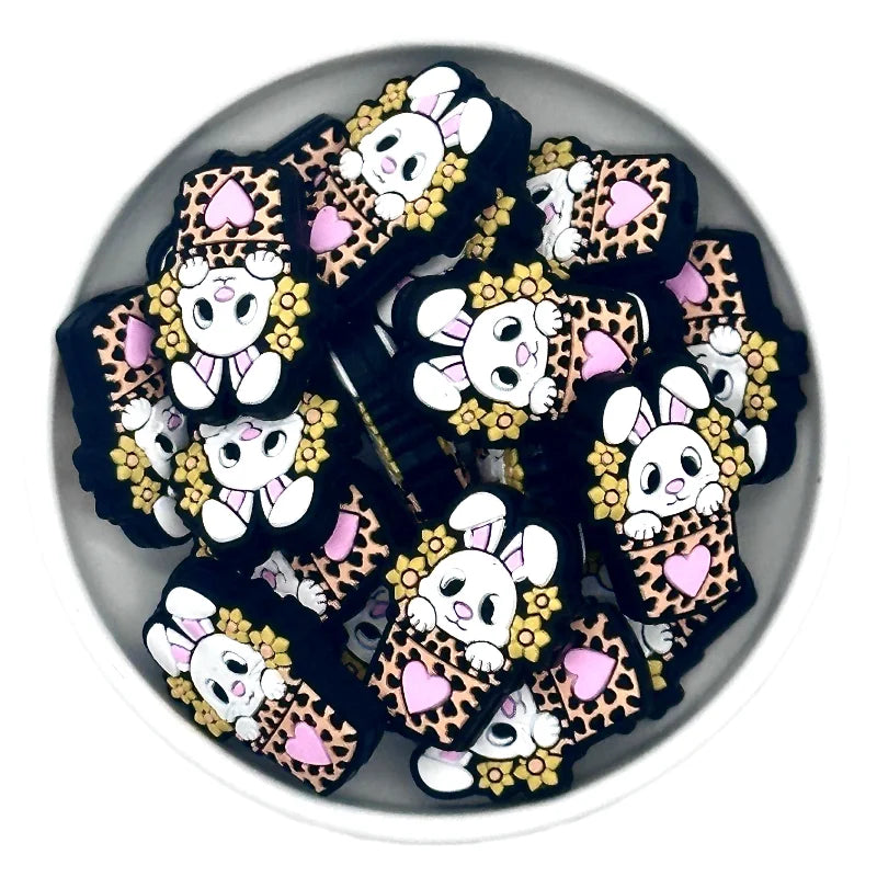 10/20PCS  Easter Series Silicone Focal Beads DIY Necklaces Jewelry Plastic Pen Beads Key Chain Car Decoration Chains Bag Chains