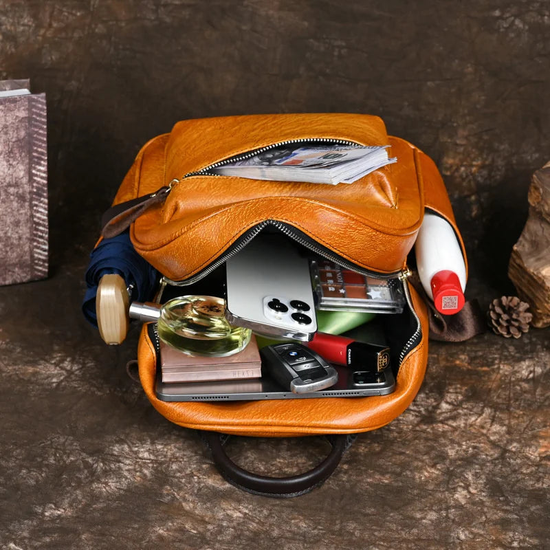 MOTAORA 2025 New Retro Backpacks For Women Bags Designer Hand-painted Genuine Leather Luxury Girls School Backpack Woman Bagpack