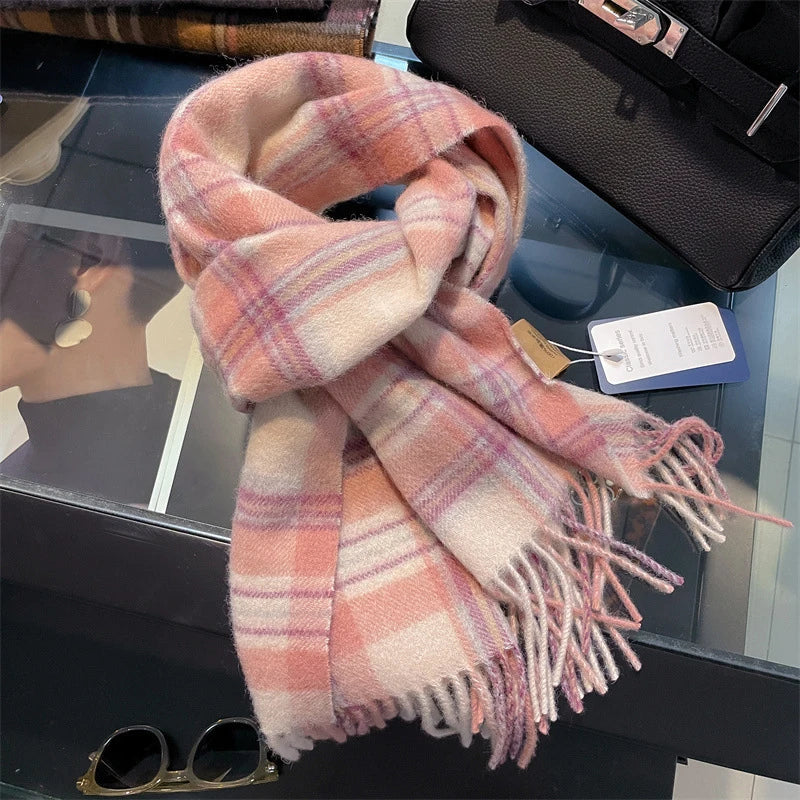 100% Wool Winter Scarf for Women Long Warm Cashmere Scarves Hijab Solid Lady Shawl Wrap Female Pashmina Bandana Head Scarves