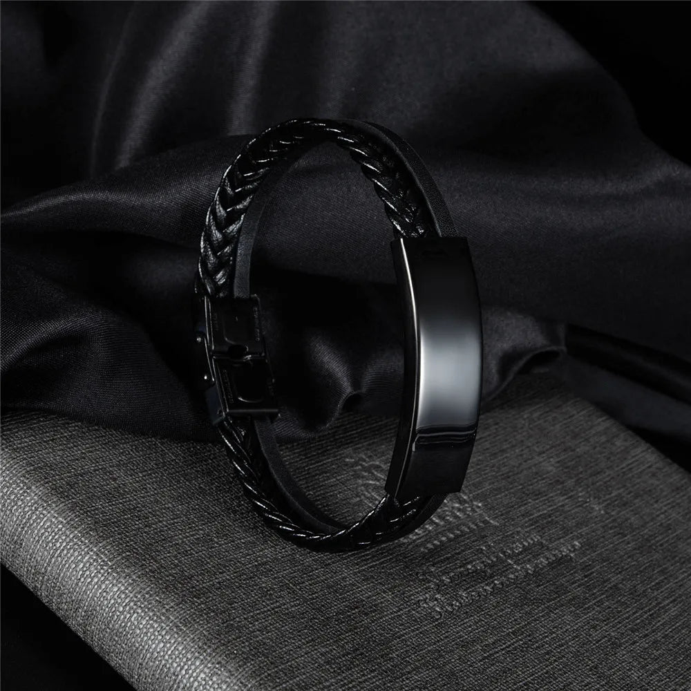 MKENDN Personalisiertes, handgefertigtes Lederarmband für Herren – Individuelles Namensarmband mit Symbol – Familiengeschenk mit dem Namen des Kindes oder der Familie