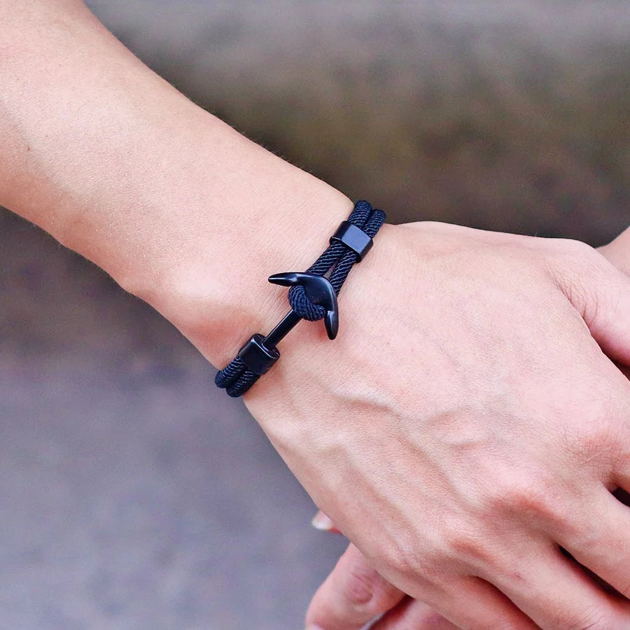 New Men Anchor Bracelet 2025 Handcrafted Nautical Wrap Rope Braslet Beach Surfing Casual Jewelry Lucky Red Thread Braclet Joias