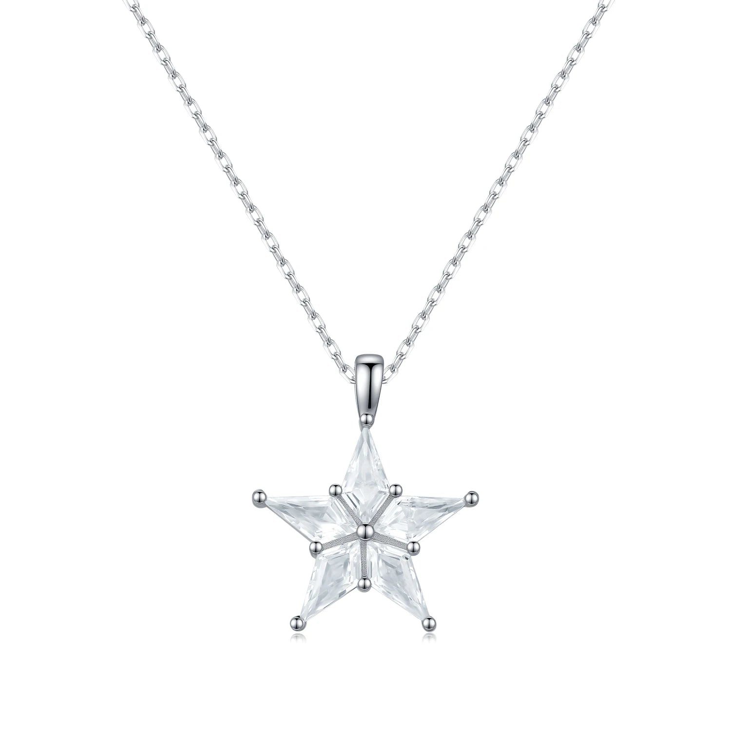 MODIAN 925 Sterling Silver Delicate Shinning Stars Necklace Clear Zirconia Stackable Pendant Necklaces For Women Fine Jewelry