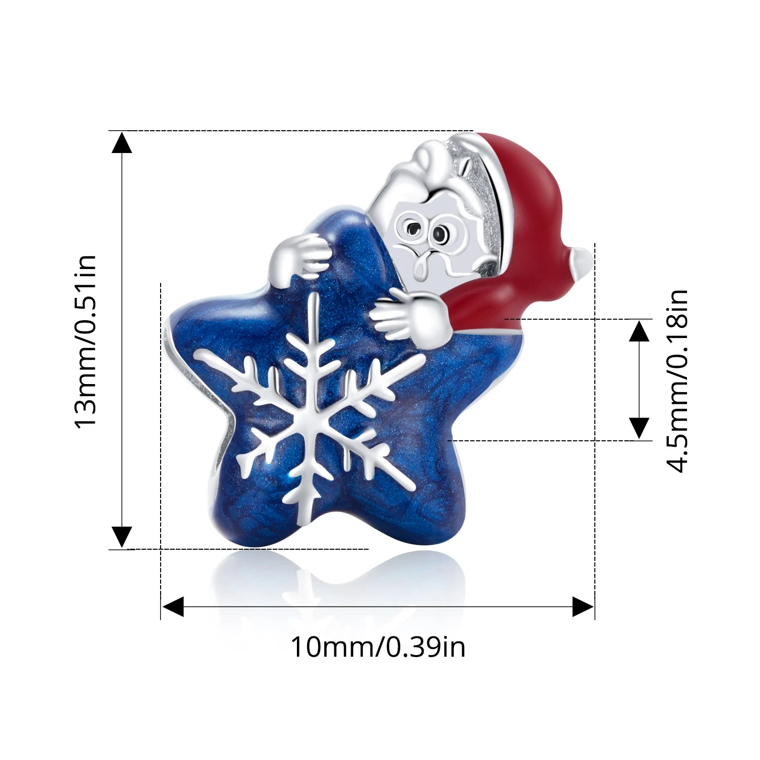 BISAER 925 Argent Sterling Noël Elk Bonhomme en Pain d'épice Père Noël Breloque Perles Arbre de Noël Cloche Renne Pendentif Fit Bracelet DIY