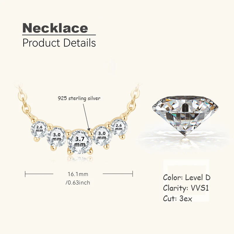 OXTAO U-Smile Moissanite Necklace for Women D VVS1 Sparkling Lab Diamon Luxury Necklaces 925 Sterling Silver GRA Certified