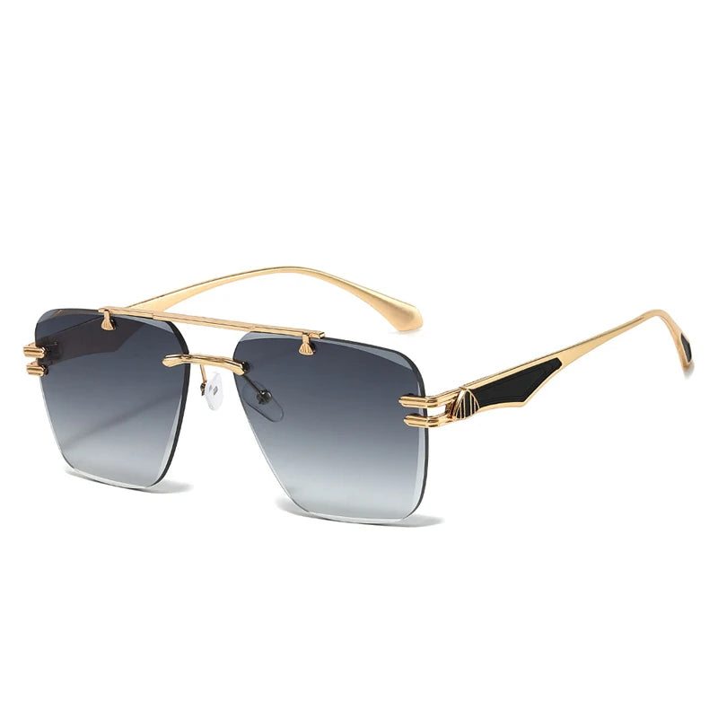 2025 INS Popular Rimless Pilot Sunglasses Men Women Square Shades Retro Brand Female Sun Glasses Vintage Fashion Oculos De Sol