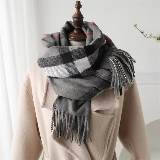 Premium Cashmere Plaid Scarf - Blend of Classic Charm & Modern Elegance
