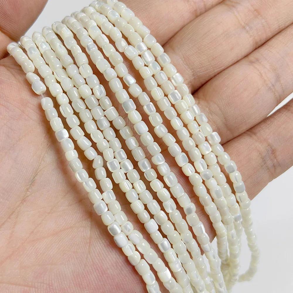 Natural White Mother of Pearl Shell Beads Oval Round Freshwater Shell Beads for Jewelry Making Necklace Bracelet DIY 15" - Madeinsea©