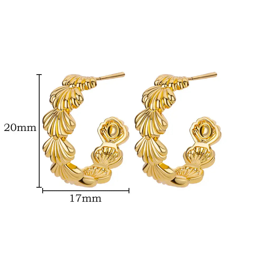 Stainless Steel Shell Earrings For Women Gold Color C-shaped Starfish Butterfly Earring Femme Christmas Wedding Jewelry Gift BFF