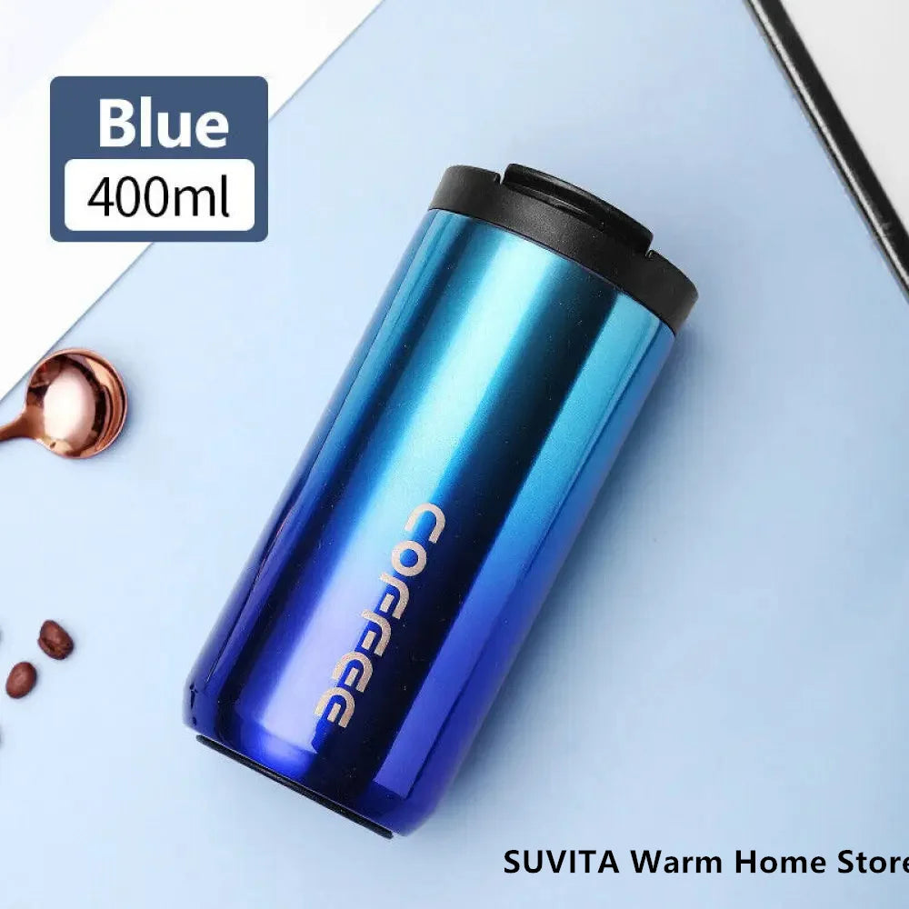 400ML Stainless Steel Coffee Thermos Leakproof Car Vacuum Flasks Thermal Coffee Mug Portable Travel Portable Insulated Bottle