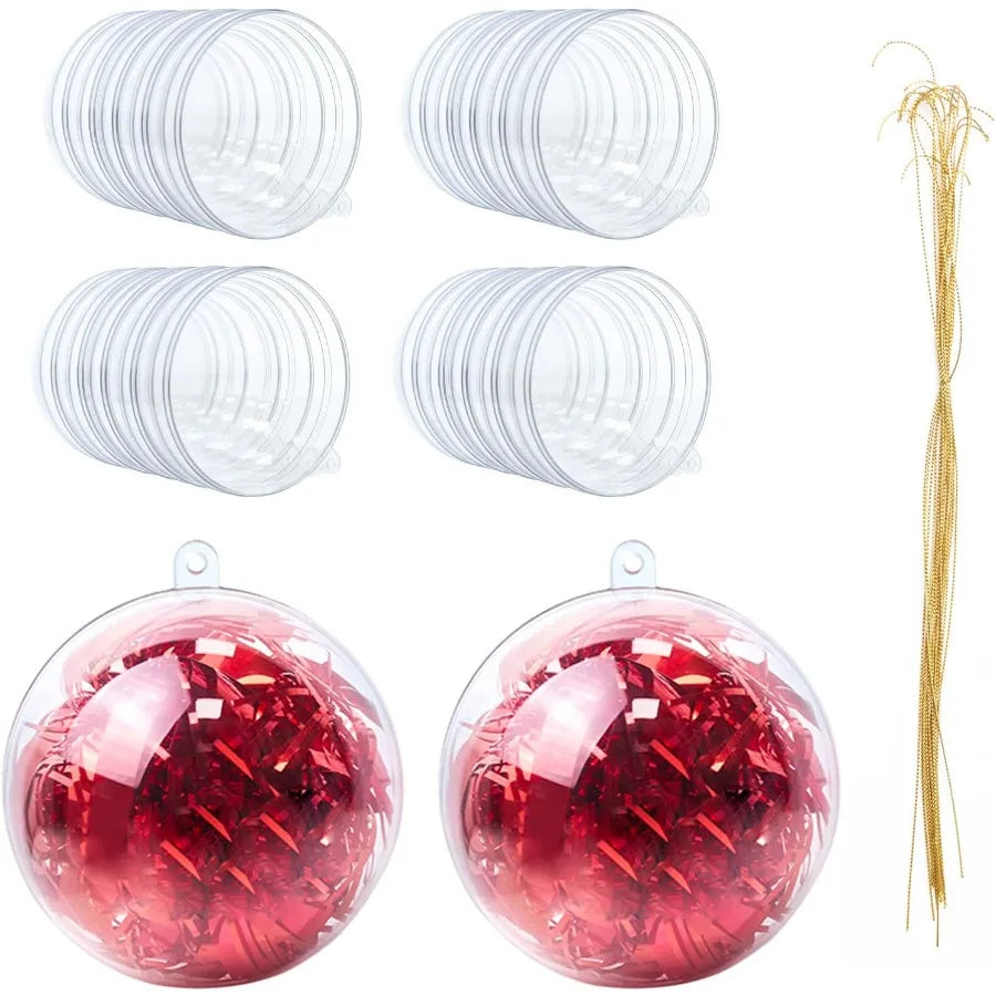 20 Pcs 80mm Clear Plastic Fillable Christmas Ball Ornaments 3.15'' Shatterproof DIY Craft Decorations for Holiday Wedding Birth