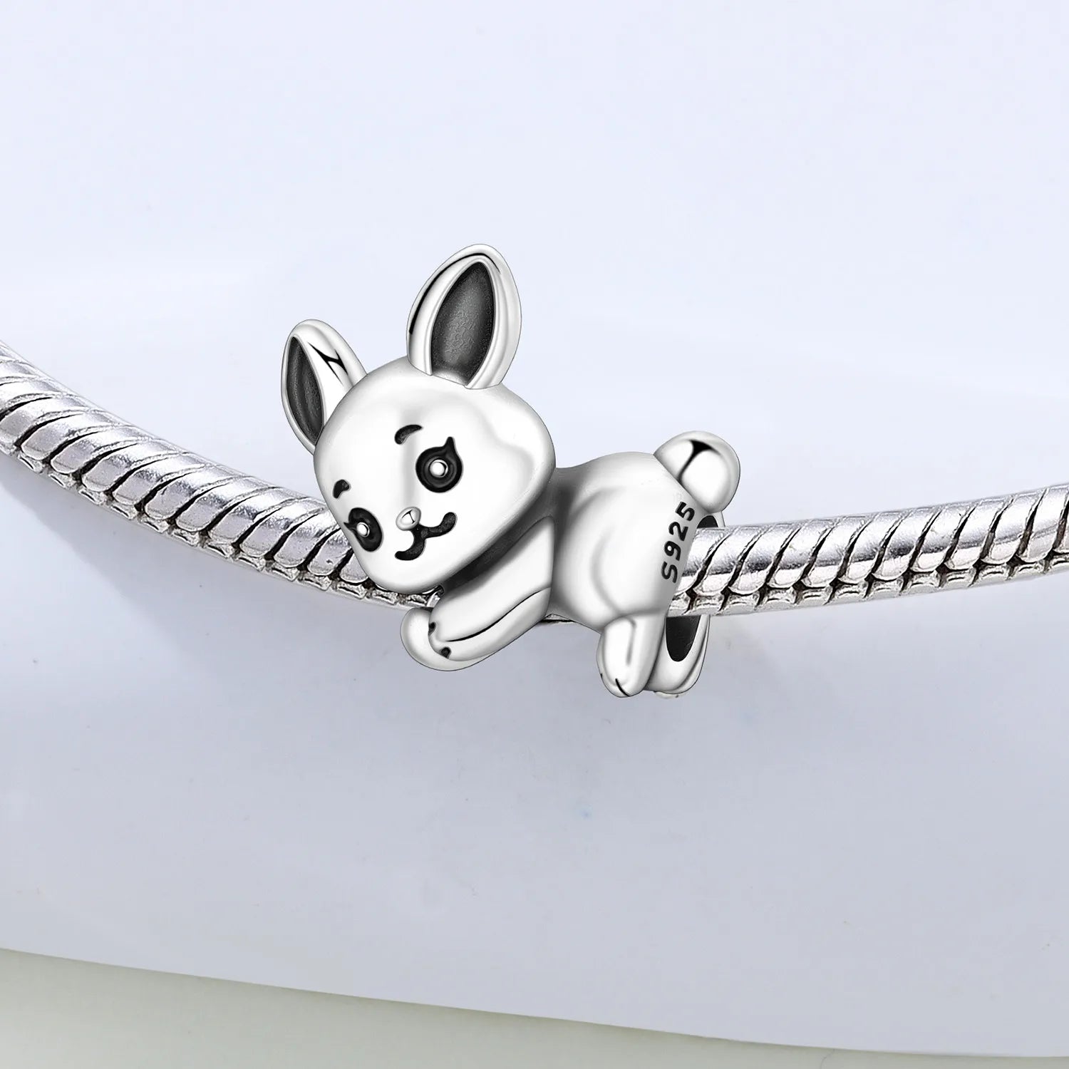 PANPOKI 925 Sterling Silver Cute Rabbit Animal Beads Original Pendants Bracelet Charm Jewelry Party DIY Trendy Gifts