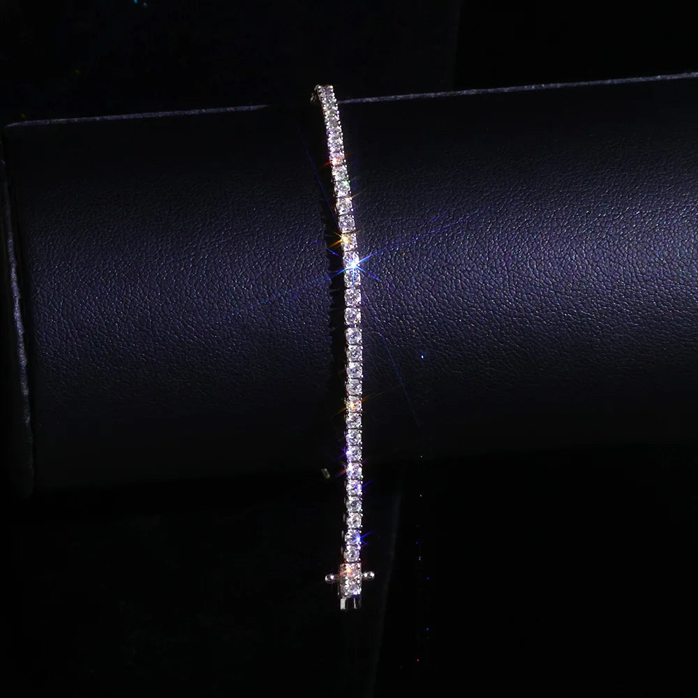925 VVS Pass Diamond Tester Sterling Silver 2mm Moissanite Tennis Chain Necklace Women Engagement Jewelry High Quality - Madeinsea©