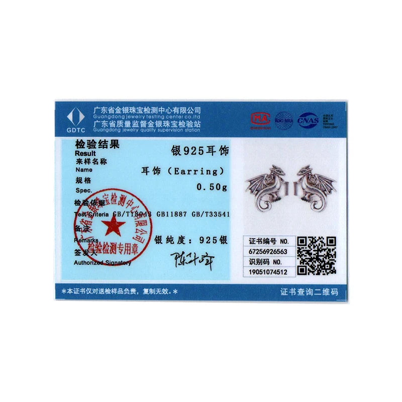 WOSTU 925 Sterling Silver Mini Dragon Piercing Dinosaur Earrings Stud 18k Gold Cute Novelty for Women Birthday Fine Jewelry Gift