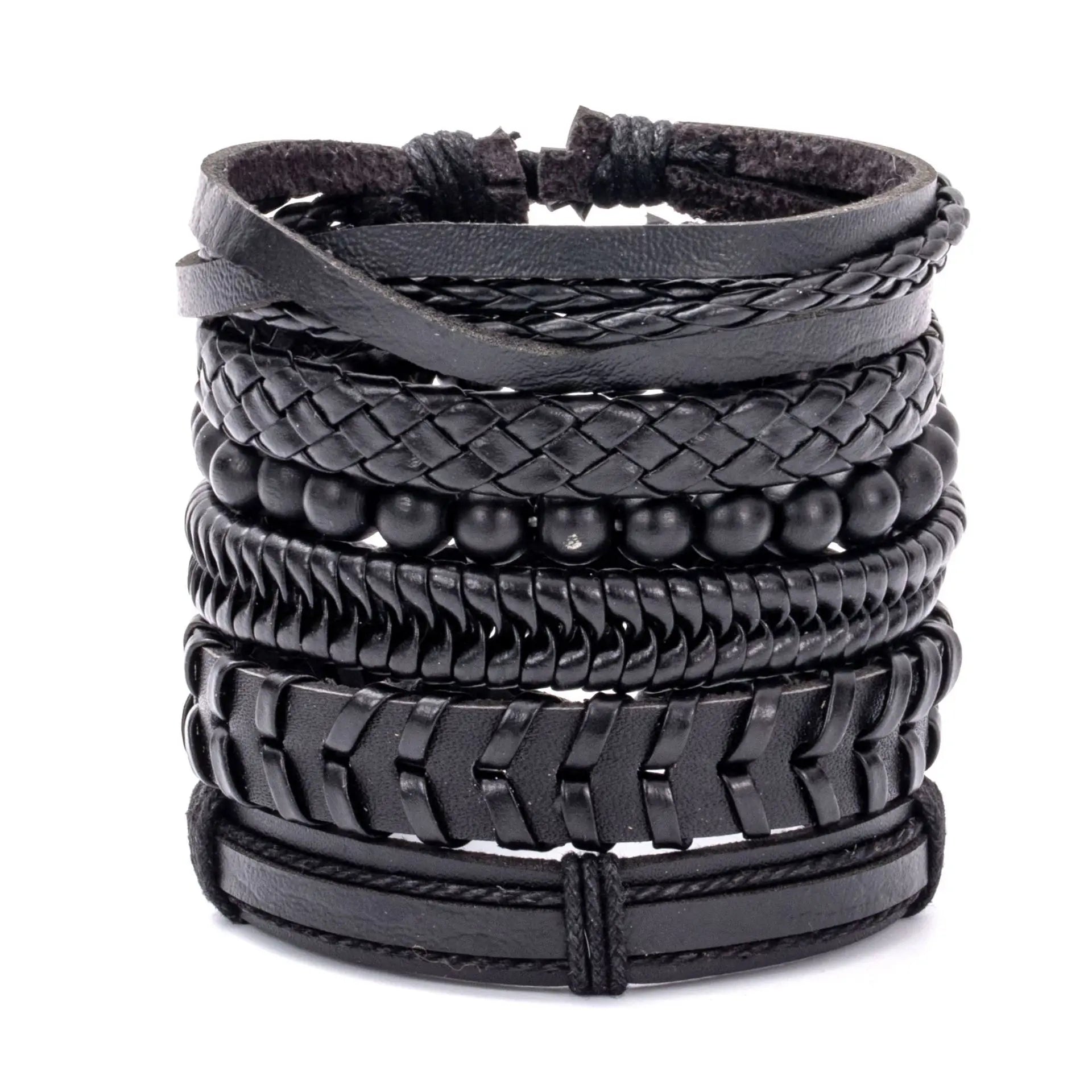 8 Fashion Bracelet Viking Bracelet For Men Hand Bracelets Woven Skull Hand Jewelry Adjustable Leather Set Bracelet For Leather