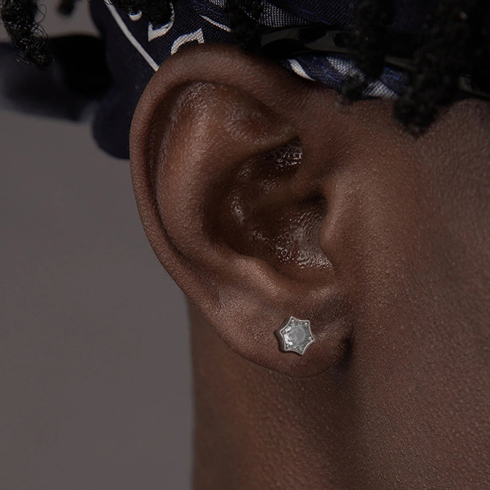 Vnox Simple Star Stud Earrings, Mens Women Small Round Zircon Stone Earrings Brincos, Punk Rock Ear Jewelry