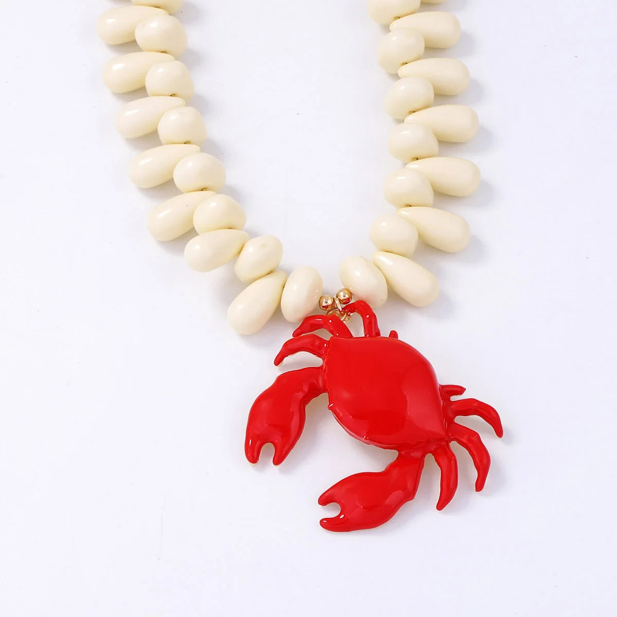 2025 New Summer Ocean Leisure Beaded Alloy Crab Pendant Necklace