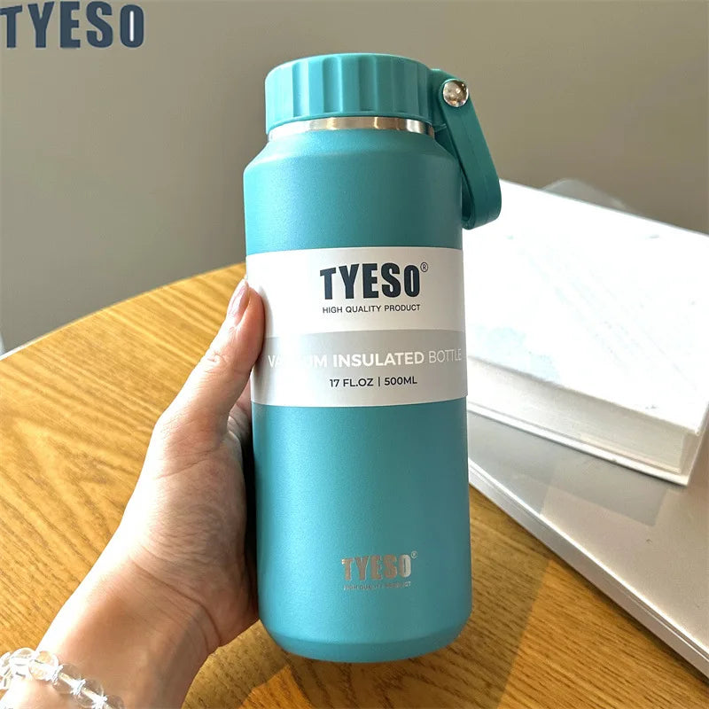 TYESO Insulated Water Bottle Stainless Steel Sport Cup with Handle Portable Travel Mug for Men Women 6-12 Hours Thermal Cold Hot