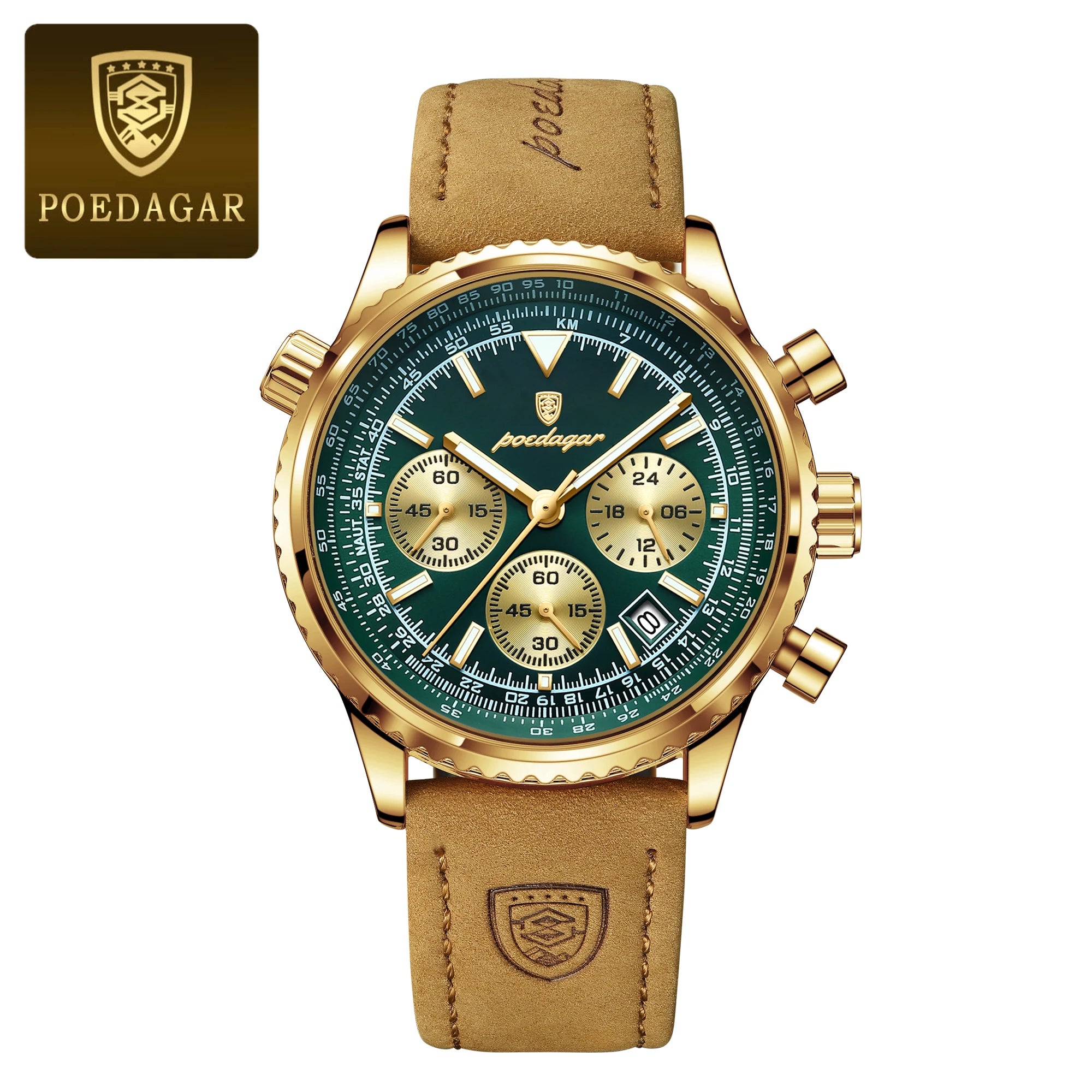 POEDAGAR Luxury Men Watch Waterproof Luminous Calendar Chronograph Sports Man Wristwatch Leather Men's Quartz Watches Male Reloj
