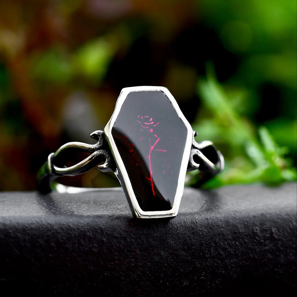 BEIER 2023 Nouveau Design En Acier Inoxydable Cercueil Fleur Bague En Résine Bague Femme Accessoires Cool Garçon Cadeau Biker Bijoux