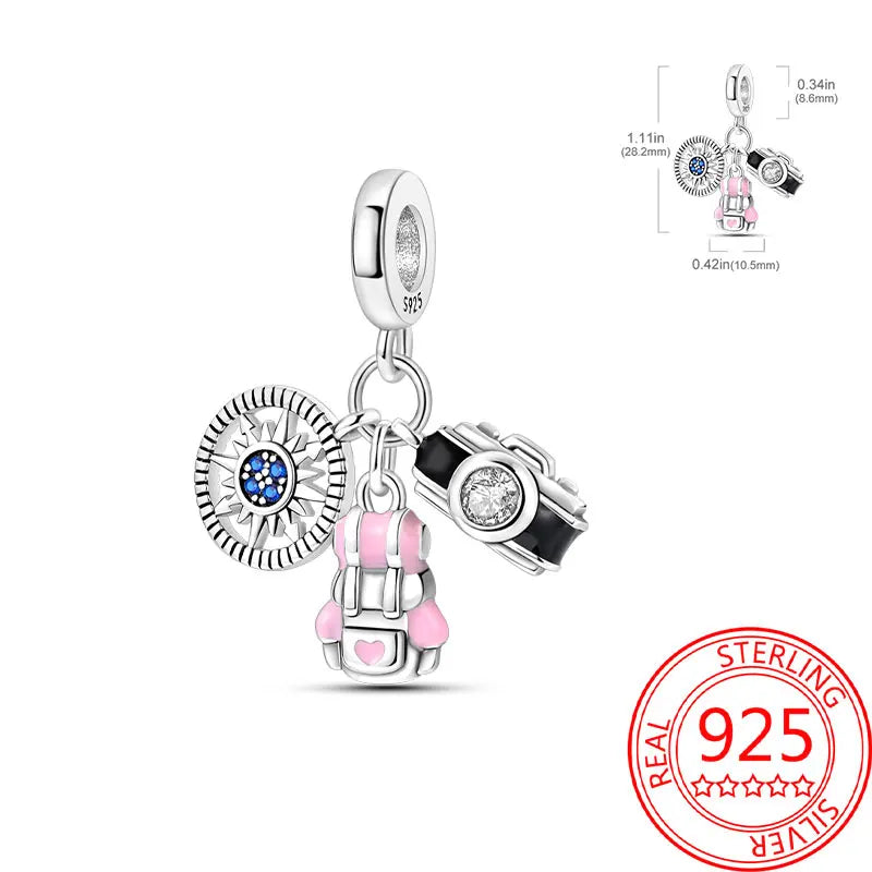 925 Sterling Silver Paris Tower Aircraft Travel Charm Pendant Beads Fit Charm Original Bracelet for Women Jewelry Making