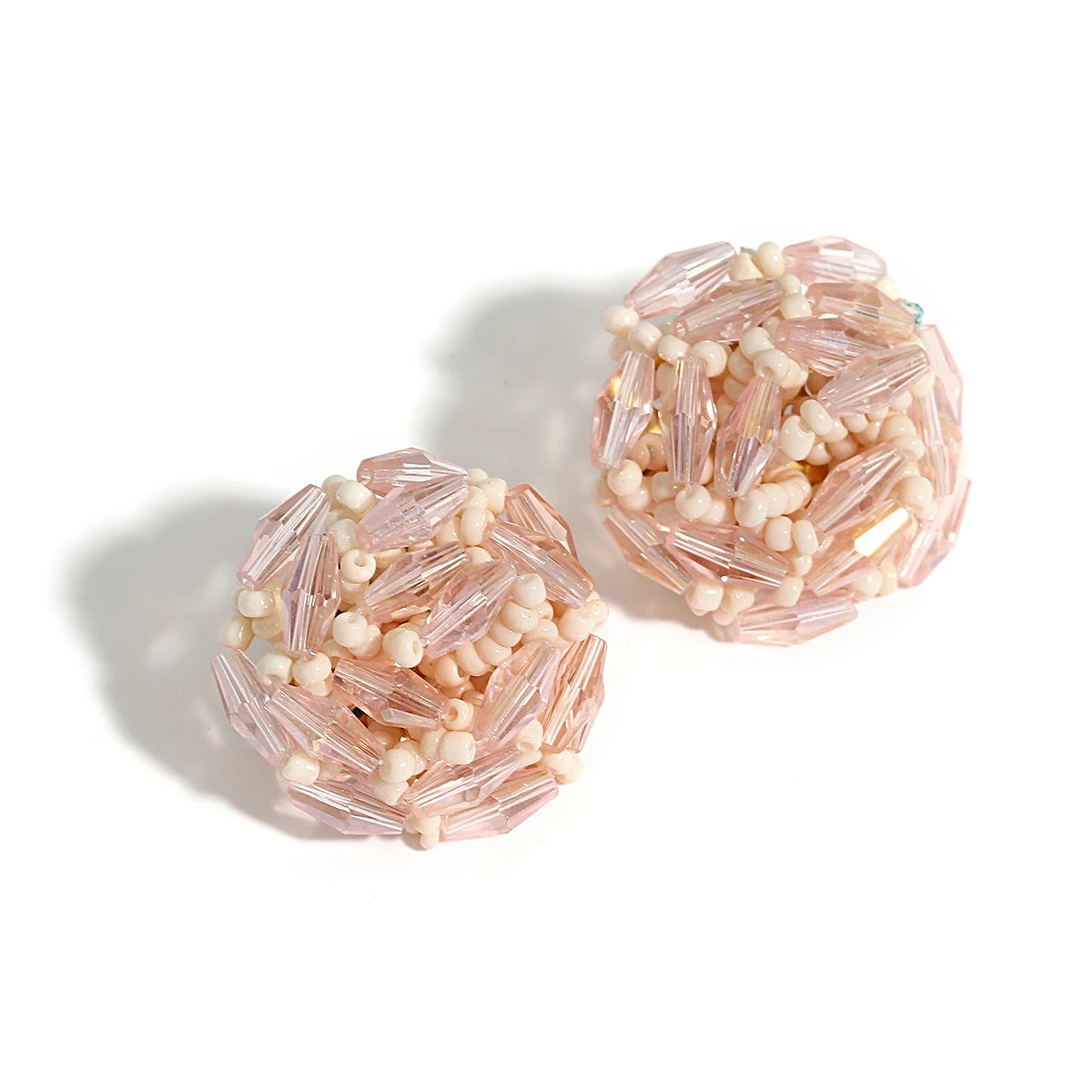 AENSOA Multicolor Crystal Seed Beads Round Stud Earrings for Women Bohemia Geometric Beaded Earrings Handmade Jewelry 2023