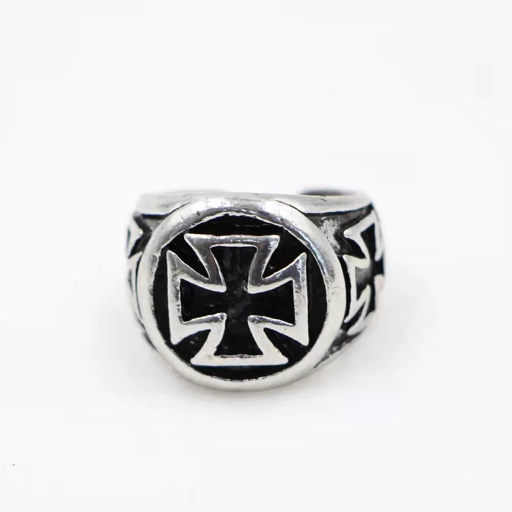 Retro Croix de Guerre Ring For Men Cross Accessories Silver Color Punk Gothic Adjustable Open Ring Unisex Alloy Jewelry Man Gift - Madeinsea©