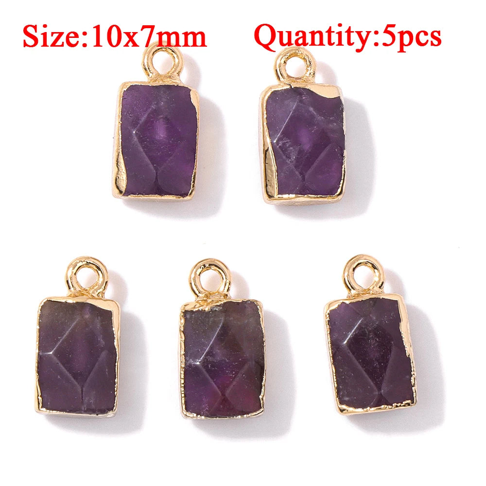 Wholesale Natural Amethyst Pendant Connector Reiki Hexagon Sun Bag Sun Stone Charm For Handmade Women Necklace Bracelet Jewelry