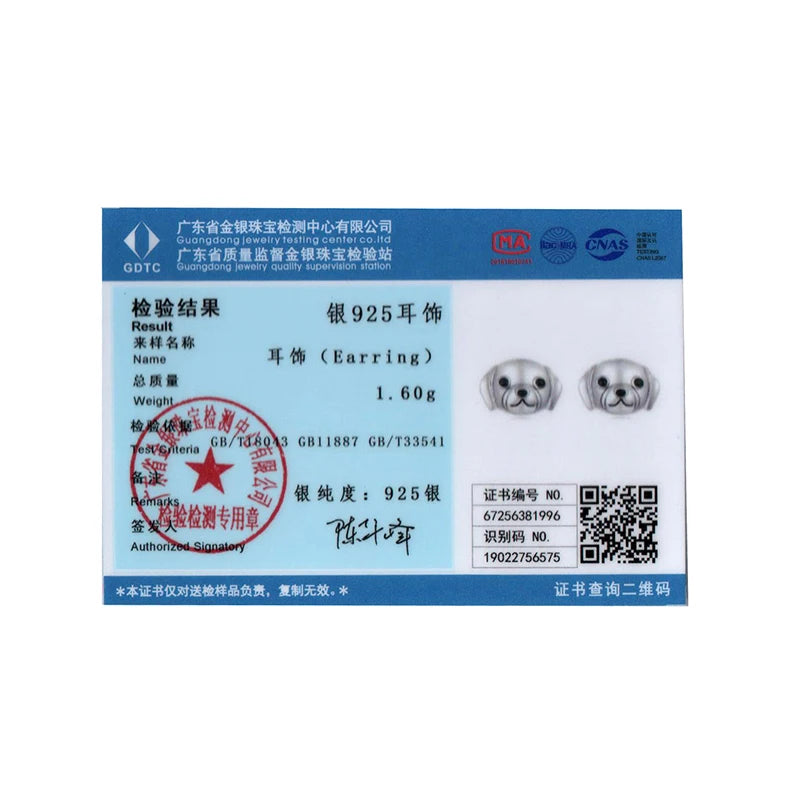 BISAER 925 Sterling Silver Labrador Stud Earrings Lovely Pet Animals Stud Ear for Women & Girls Party Labrador Fine Jewelry Gift