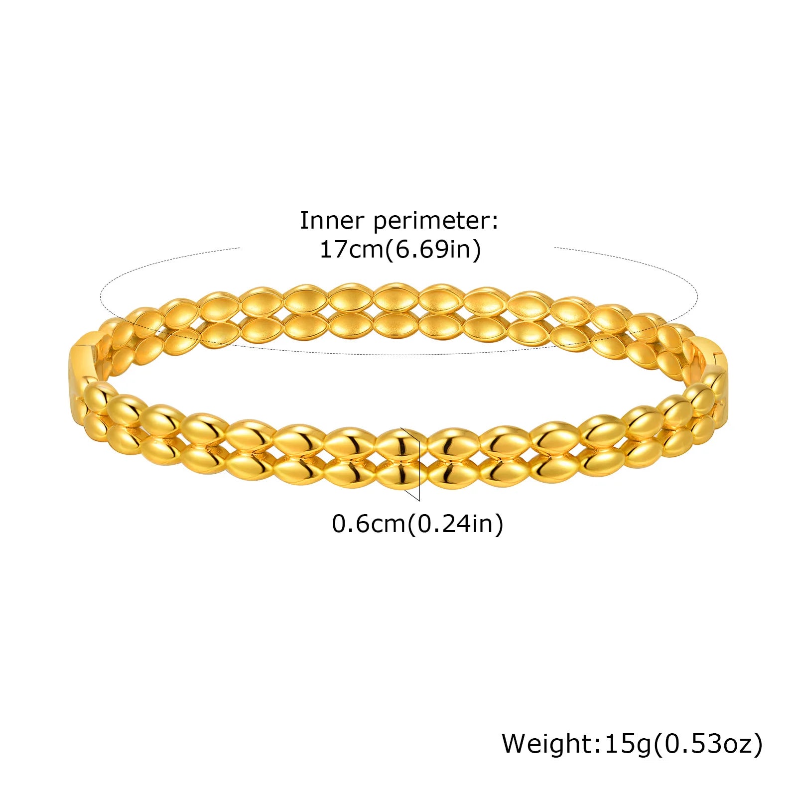 Vnox Romantic Zircon Cuff Bracelet For Women Geometric Fashion Lady Jewelry Stainless Steel Bangles Party Gold Color Never Fade - Madeinsea©
