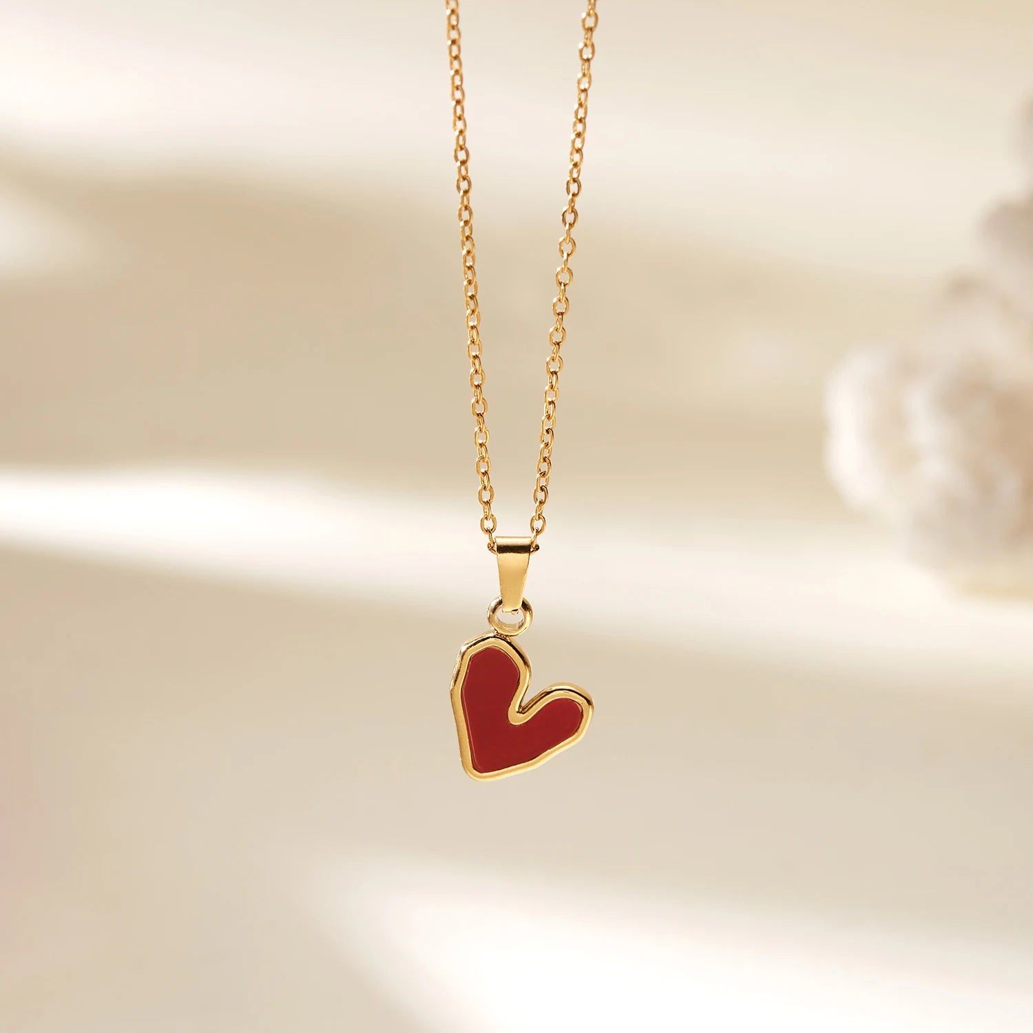 Stainless Steel Love Heart Necklace For Women Gold Color Colorful Pendant Choker Neck Chain Lover Party Birthday Jewelry Gifts