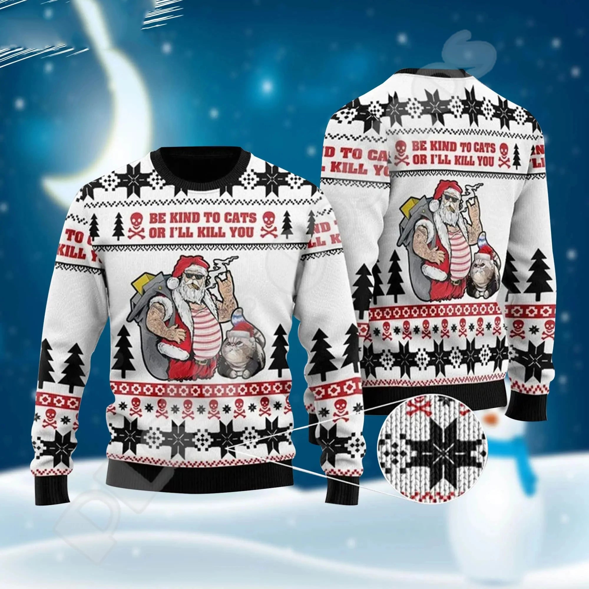 Christmas Knitted Sweater Graffiti Tattoo Retro Vintage Sweatshirts 3DPrint Unisex Pullover Harajuku Casual Funny Long Sleeve X1