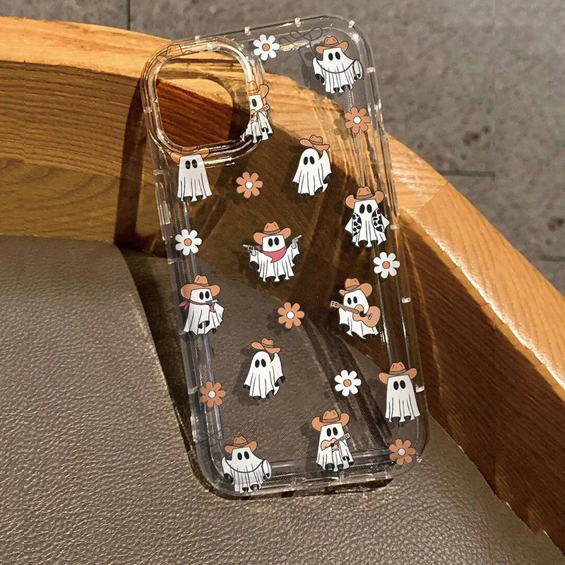 Cute Halloween Pumpkin Ghost Phone Case for Samsung Galaxy S24 S23 Ultra 5G S22 Plus S21FE A15 A35 A55 A14 A34 A54 A33 A53 Cover