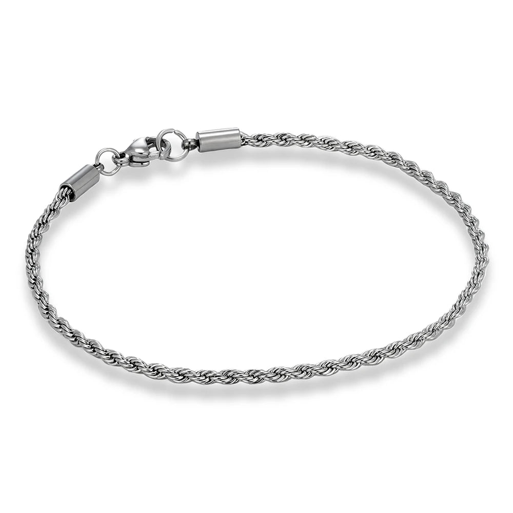 MKENDN 2/3/4/5MM Delicate Twisted Chian Bracelet for Women Men Minimalist Punk Silver Gold Color Stainless Steel Fashion Jewelry