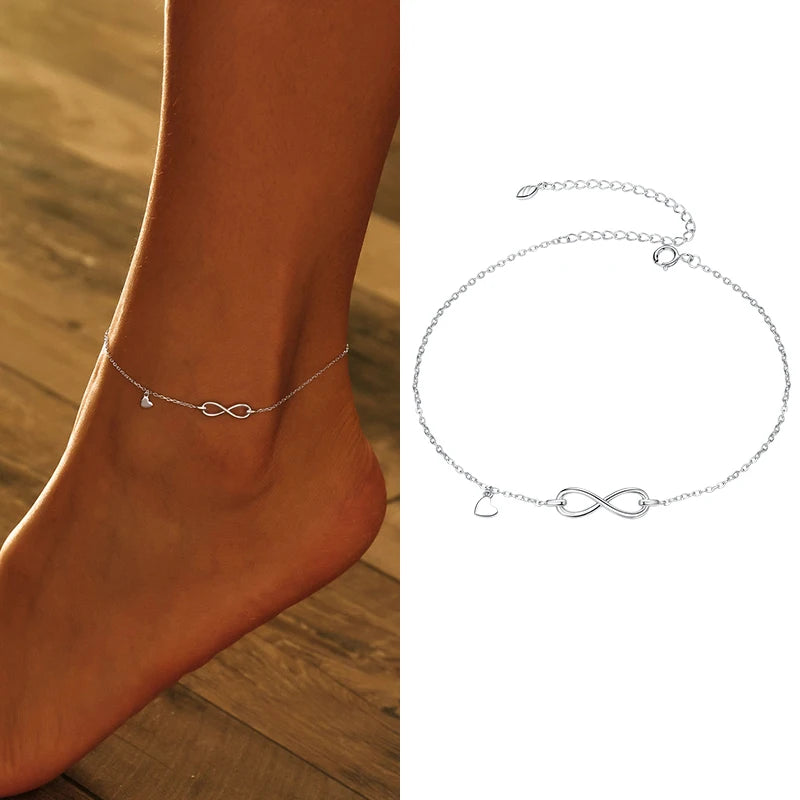 WOSTU 925 Sterling Silver Turtle Starfish Anklet Foot Jewelry for Women Pearl Zircon  Summer Beach Anklets Holiday Jewelry Gift